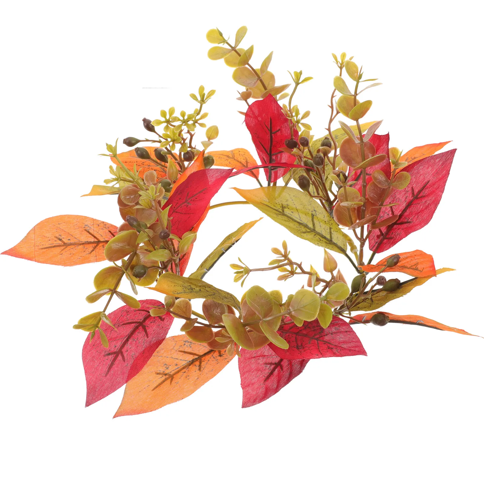 

C Decoration Thanksgiving Wreath Layout Props Fall Ring Artificial Leaf Tabletop Centerpieces