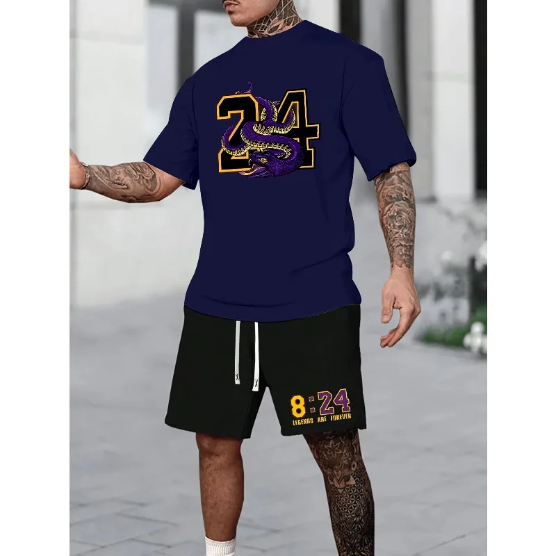 

2025 Summer Men's Sports and Leisure Set Short Sleeve T-shirt Shorts Youth Trendy Brand 3D Printed Two Piece Set