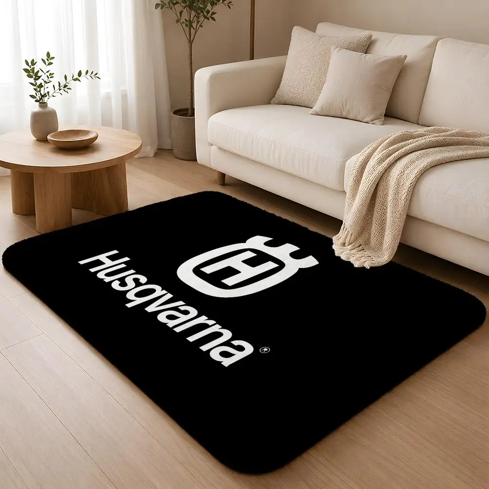 H-Husqvarna Logo Floor Mat Flannel Rug Non Slip Absorbent Soft Washable For Entryway Hallway Bathroom Kitchen Decor view 3