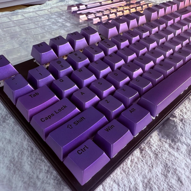 

Metallic Paint Purple Gradient Keycap Cherry Profile Five Sided Heat Sublimation Process Mechanical Keyboard Keycaps Cross Shaft