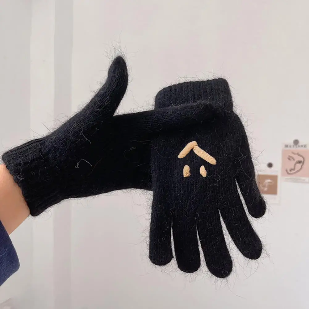 

Holding Hands Gloves Knit Gloves Soft Plush Winter Cycling Gloves Warm Anti-slip Outdoor Gloves for Weather Full Fingered Knit