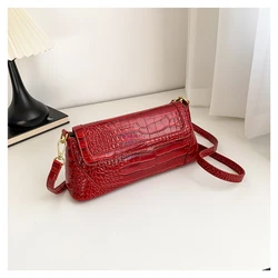 PU Baguette Shoulder and Crossbody Bags Hasp Crocodile Pattern Simple and Fashion Bags for Women 2024 Brand High Quality