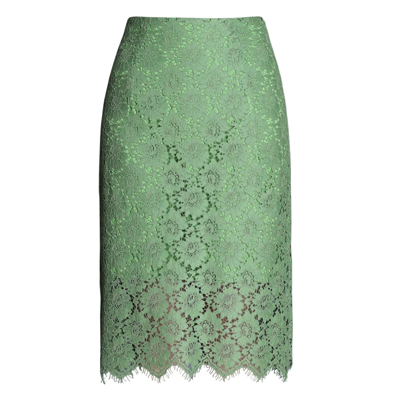 

Green Skirt for Women Korean Sexy Saia 2024 Faldas Mujer De Moda Temperament Summer Lace Jupe High Waist Bodycon Midi Skirts