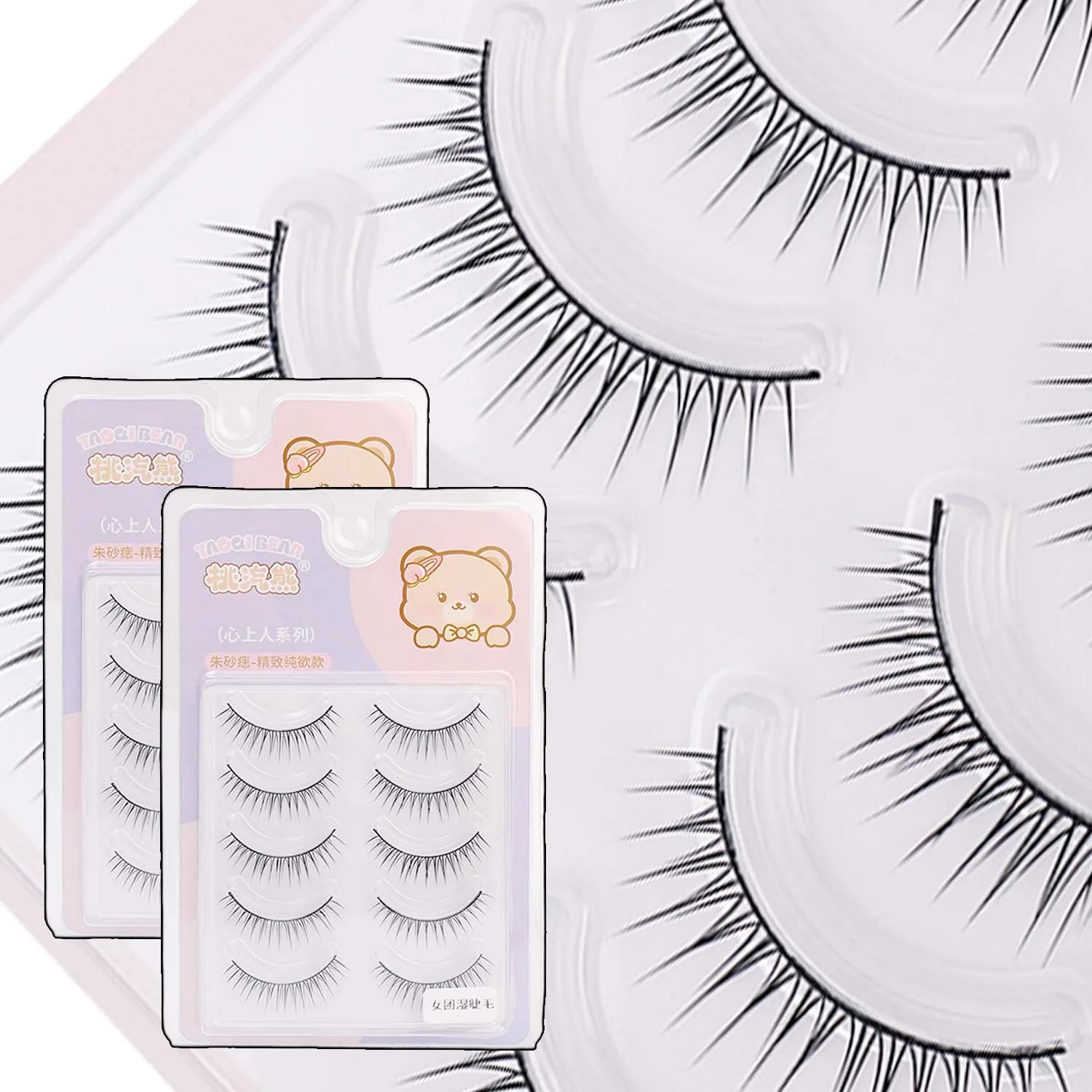 Kpop Idol Makeup Falsche Wimpern, 5 Paar, voller Streifen, lange, dicke Comic-Augenwimpern, hartes Band, handgefertigt, Manga-Wimpern, Kosmetik-Werkzeuge