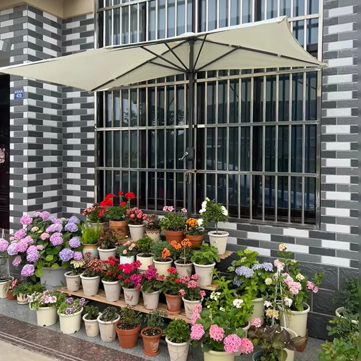 DSA outdoor parasol half parasol against the wall courtyard umbrella rectangular balcony