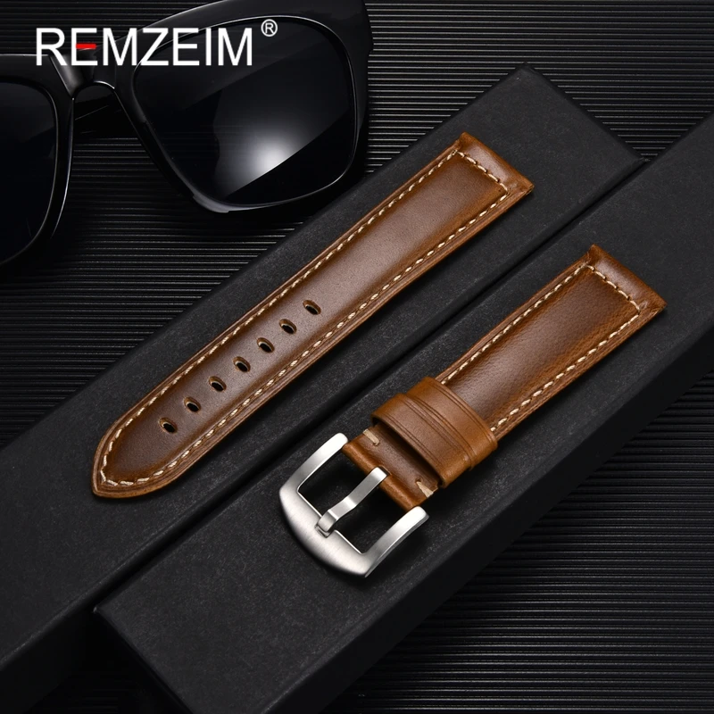 

Vintage Genuine Leather Watchband Belt 20mm 22mm Universal Bracelet Men's and Women's Oil Wax Discoloration Watch Accessories