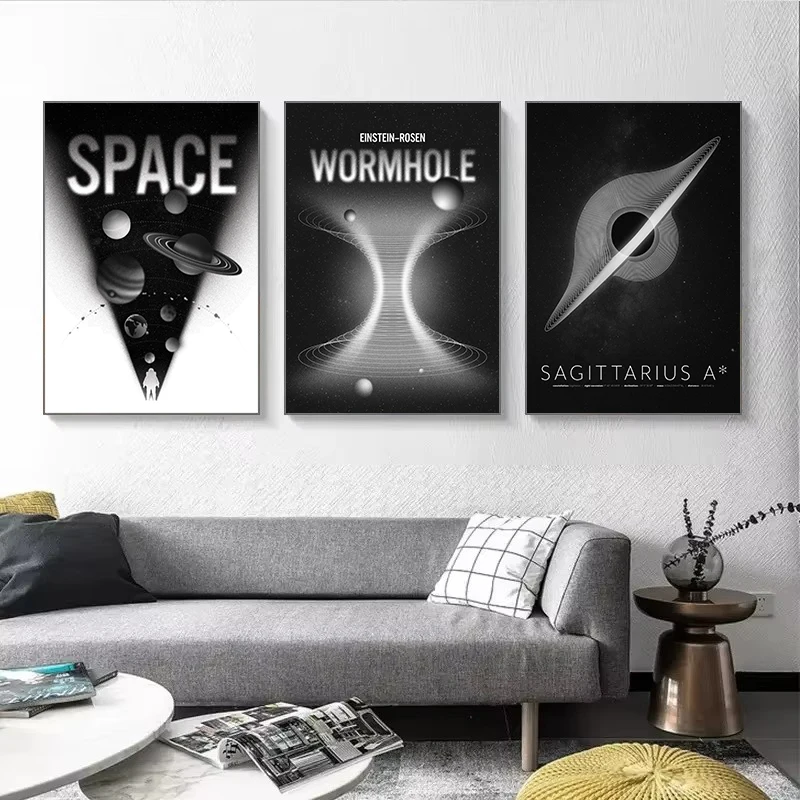 Minimalist Solar System Space Ship Rocket Astronomy Science Poster Canvas Painting Wall Art Pictures Home School Decor Gift