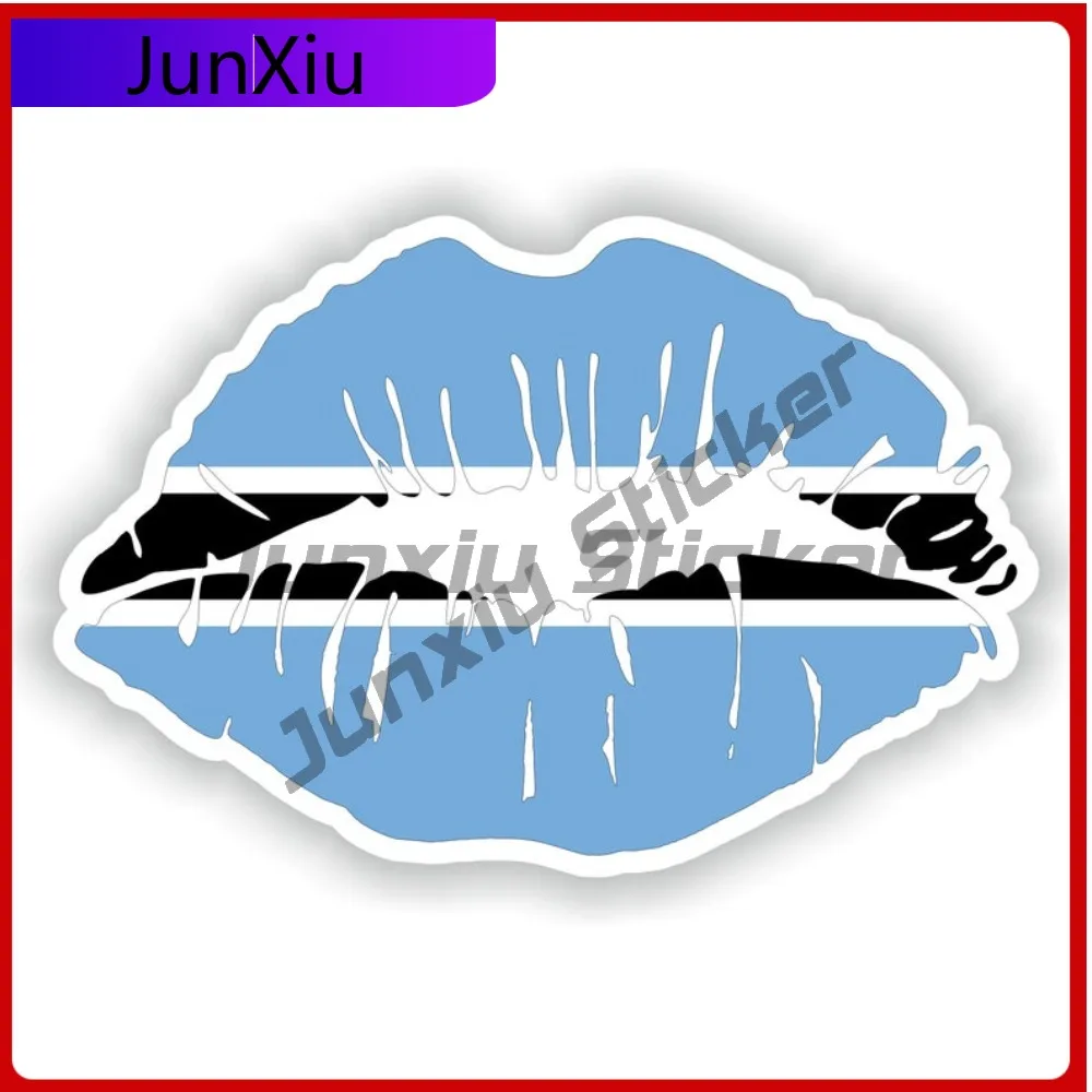 

Botswana Flag Lips Shape With National Emblem Vinyl Decals Motorcycle Stickers Suv Text Camper Van Bike Bumper Decals Stickers