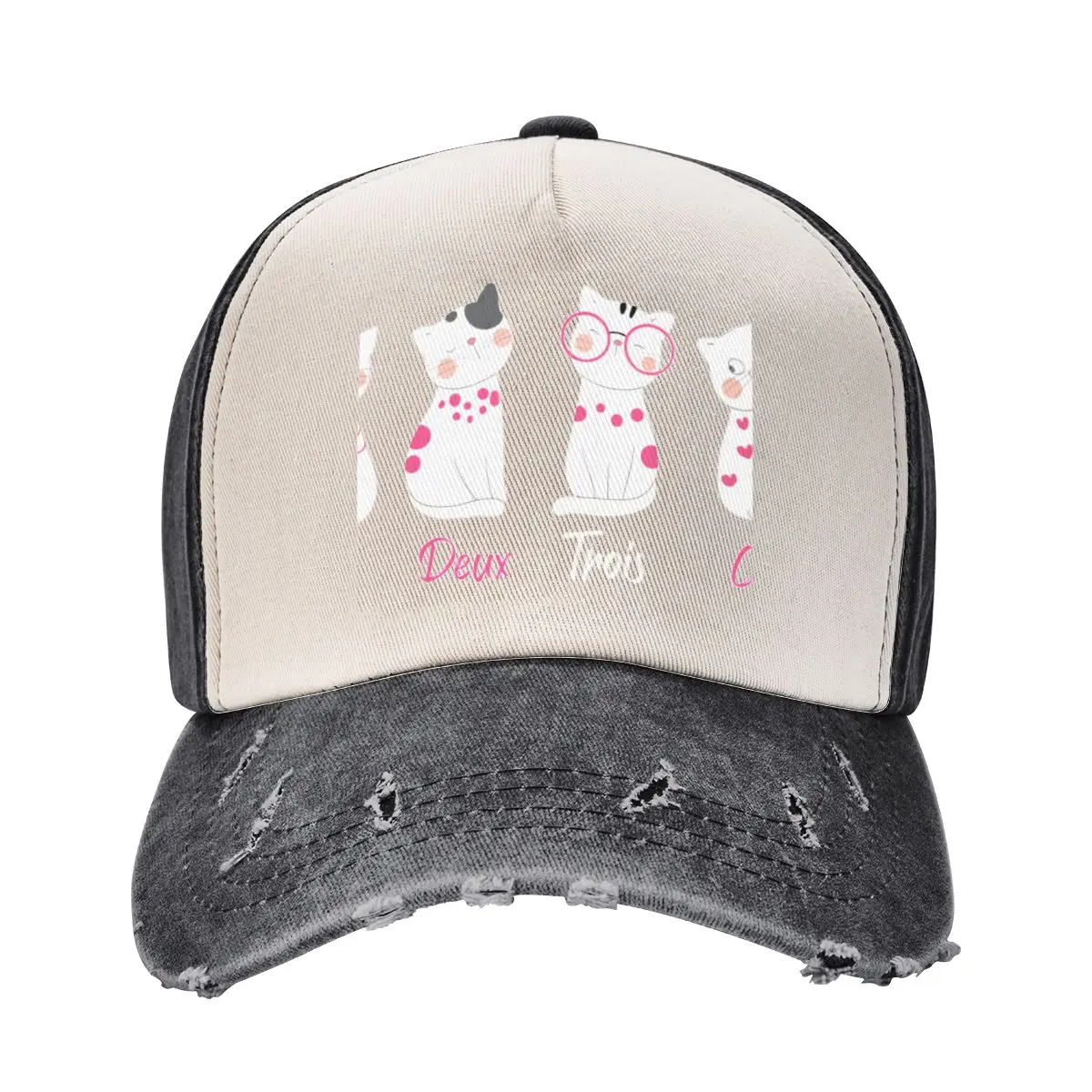 

Un Deux Trois Cat - Funny Cat Gift Baseball Cap Gentleman Hat Beach Bag Sunhat Caps For Women Men's