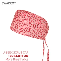 New Brain Printed Surgical Cap Woman Man Pure Cotton Medical accessory Hospital Clinic Working Surgeon Hat Unisex Scrub Caps