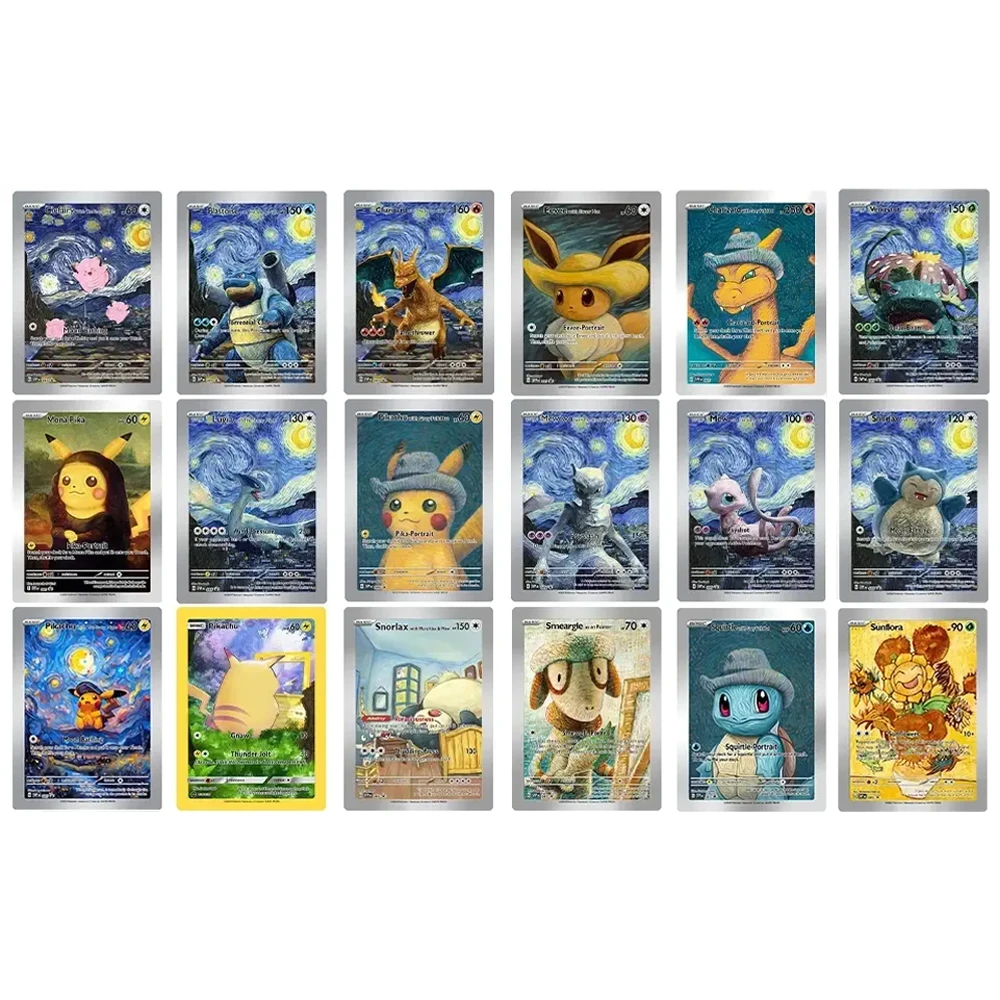 

18 шт./компл. Ptcg Eevee Charizard Venusaur Squirtle Lugia картина маслом серии коллекционная карта Diy классическая игра аниме-карта подарочная игрушка