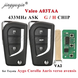 jingyuqin VA2 Flip Remote Car Key Fob 433MHz H-8A for Toyota Aygo Corolla Auris /G Chip fit Verso Avensis S000048000 A03TAA