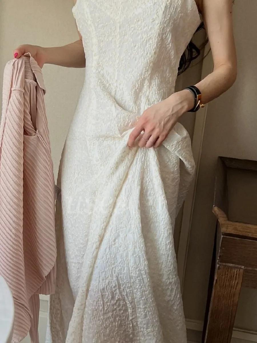 Ele Summer New Sle Small V-ne Embroidered Floral Lace Trim Dr Women's Svel Heavy Embroidery Strap Dr