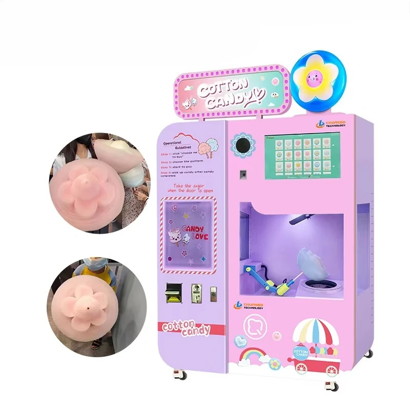 Manufacture Factory OEM High Quality Commercial Touch Screen Multiple Shapes Self Service Retail Fairy Floss Vending Machine