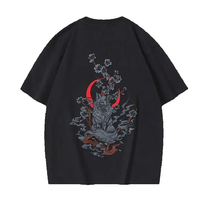 

Embroidery Summer New Short Sleeve T-Shirt Men's Round Neck Loose Large Size Cotton Top Tee Heavy Brand Casual Tshirt Z1