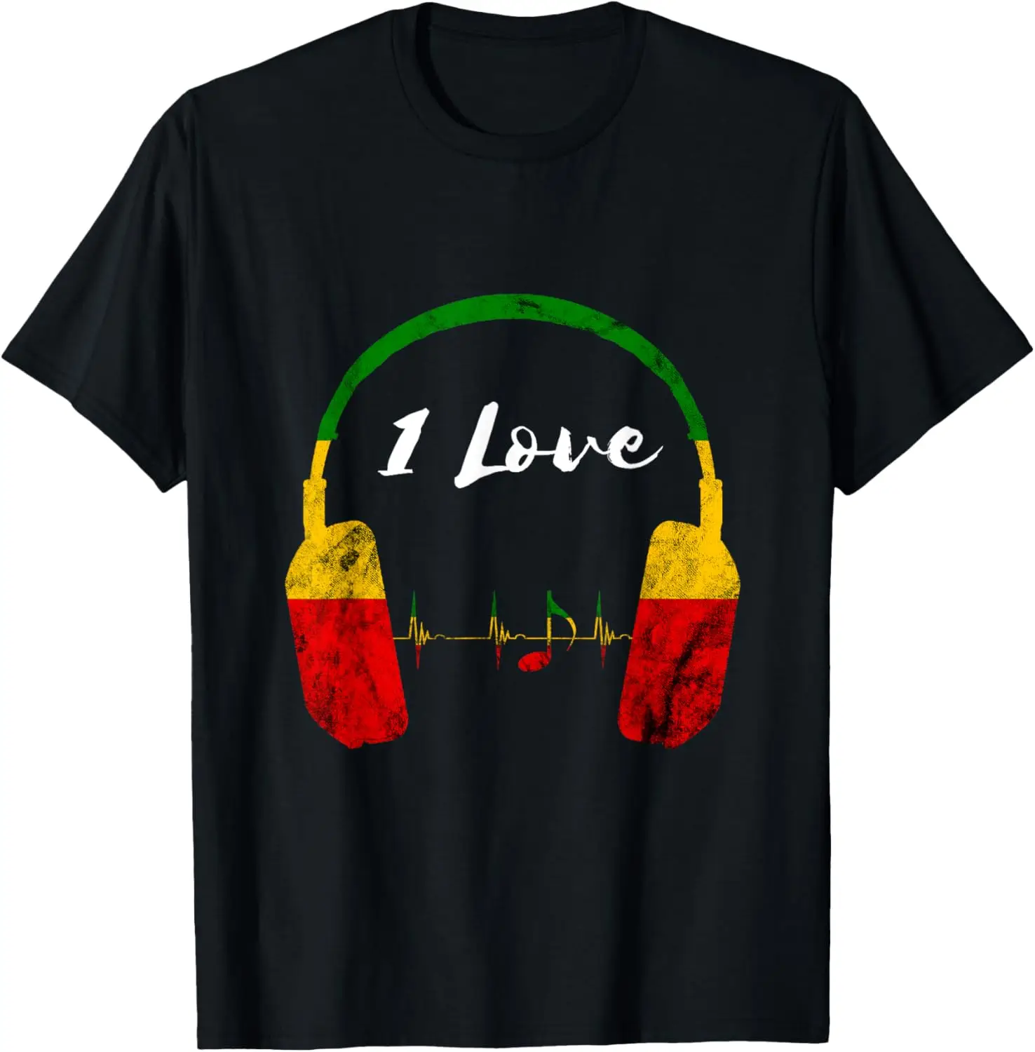 

Rasta Reggae Music Headphones Jamaican One Pride Love T-Shirt