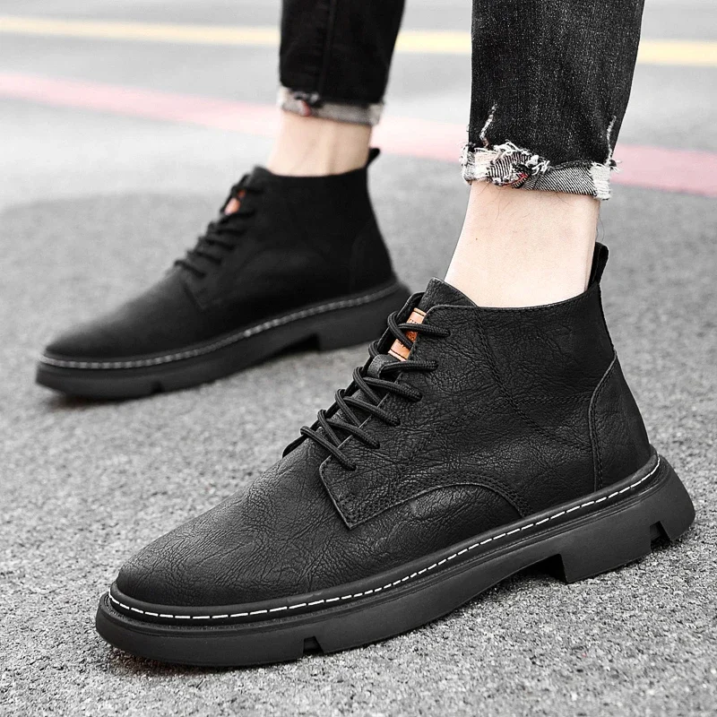 2025 High-quality Comfortable Lace Up Casual Ankle Boots Fashion Brand Winter Fleece Warm Wear-resistant Outdoor High Top Boots