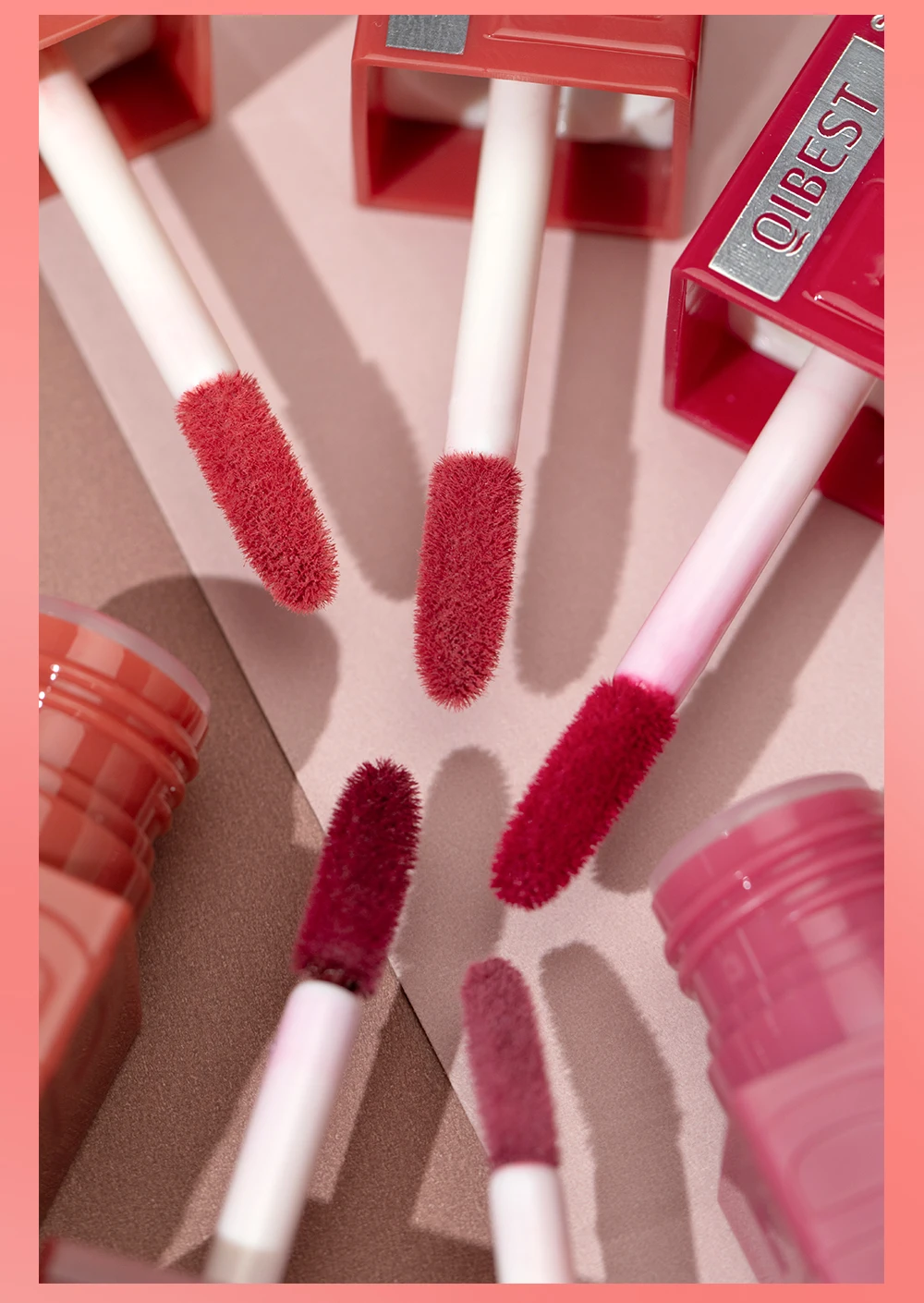 QIBEST Wässrige Glanz-Lippenglasur, feuchtigkeitsspendend, langlebig, sexy roter flüssiger Lippenstift, spiegelglänzender Lipgloss, Tönung, Kosmetik für Frauen – Detail 15