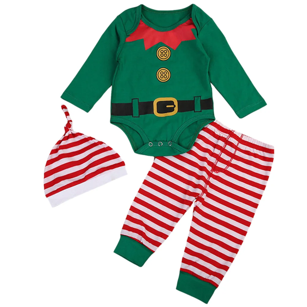 

3Pcs Cute Christmas Baby Romper Set Soft Cotton Long Sleeve Jumpsuit Outfits for Infant Clothing Christmas Baby Romper