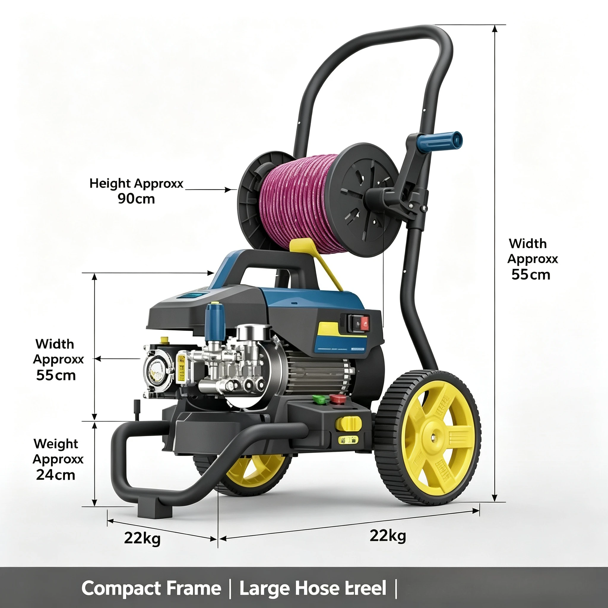 X1613PRO Commercial Hose Reel Cart Pressure Washer Household Boost Water Pump Car Outdoor Cleaning Processing