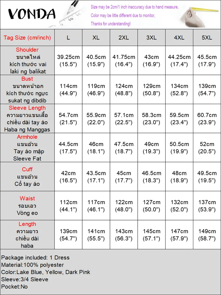 فوندا فساتين طويلة للسيدات على الموضة بوهيمية للحفلات ترتر فساتين طويلة للسيدات 3/4 كم فضفاض من الساتان مقاس كبير 5XL #6