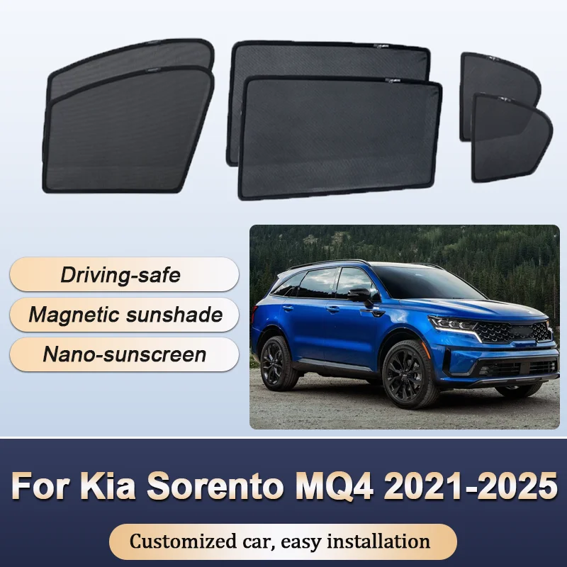 

Sun Shades For Kia Sorento MQ4 MK4 2021-2025 Mesh Sunshade Magnetic Privacy Protection Visor Curtain Windows Auto Accessories
