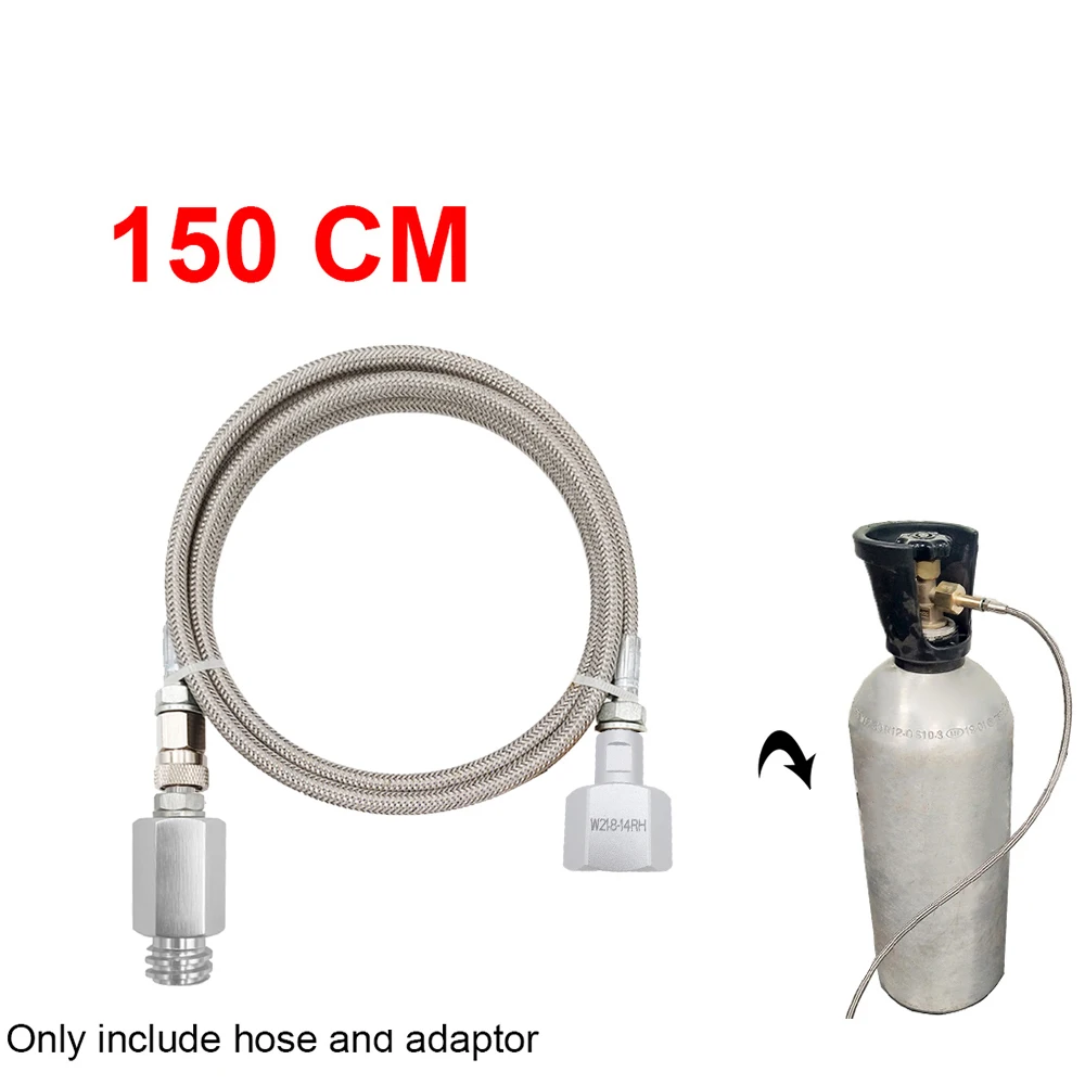 Soda Maker to External Co2 Tank Adapter and 1.5m Stainless Steel Hose Kit Fit SodaStream W21.8-14 W/Quick Disconnect Connector