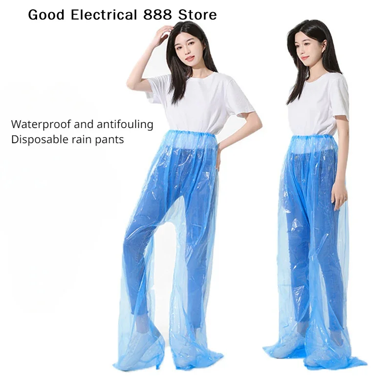 1Pc Disposable Raincoat Pants Portable Splash Proof Split Raincoat Outdoor Travel Drifting Cycling Feet-wrapped Rain Pants