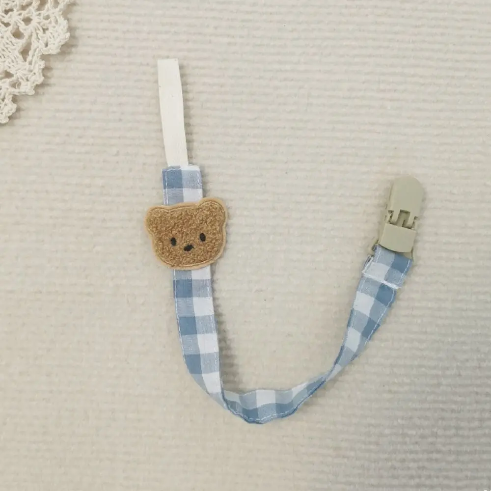 

Colorful Embroidery Baby Cloth Pacifier Chain Lattice Bear Soother Holder Adjustable Dummy Clips Nipple Holder Clips Toddler