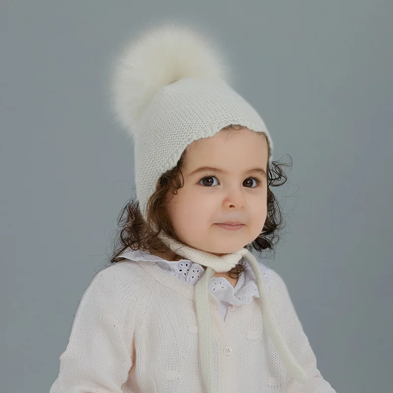 infant-and-toddler-hats-spring-autumn-winter-raccoon-fur-ball-children's-mink-velvet-lace-braid-hat