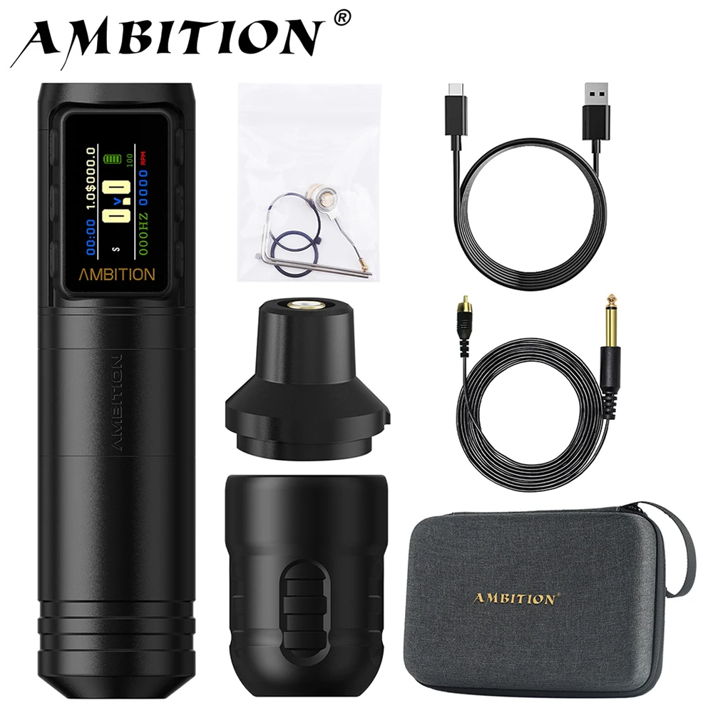 Ambition Ninja 2025 Wireless Tattoo Machine Stroke4.0mm/3.5mm Battery Pen 1700mAh Professional Coreless Motor Tattoo Artist Body