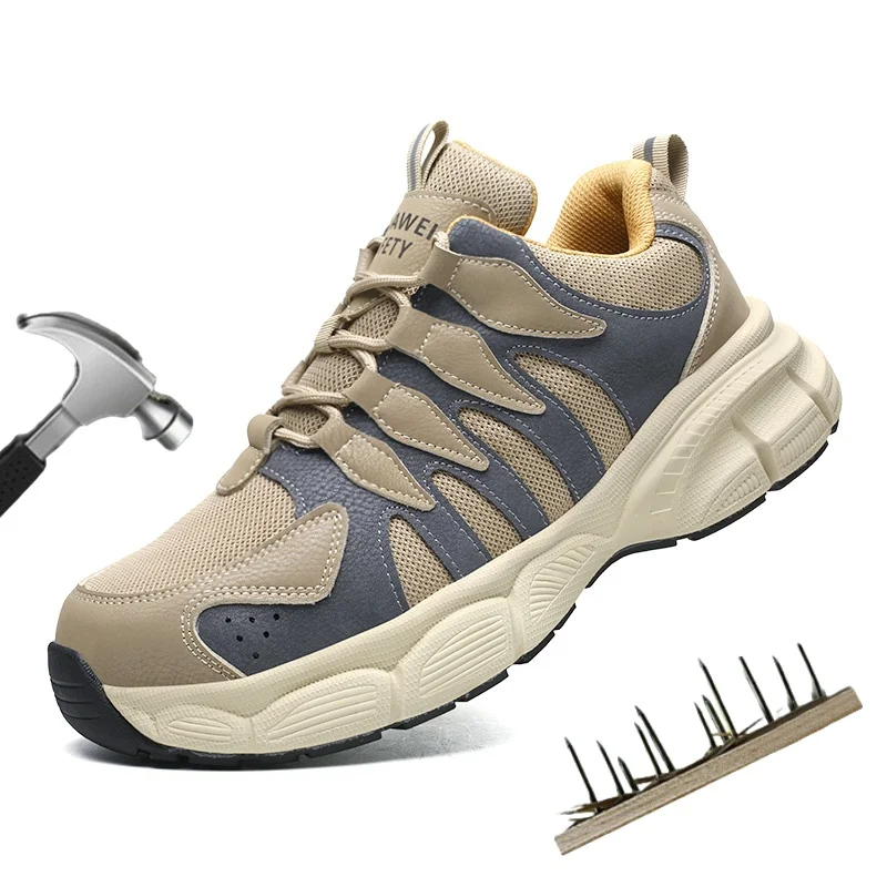 أحذية أمان الرجال مع غطاء صلب لأصبع القدم مكافحة سحق الرجال أحذية عمل أحذية رياضية خفيفة مقاومة للثقب أحذية غير قابلة للتدمير البناء