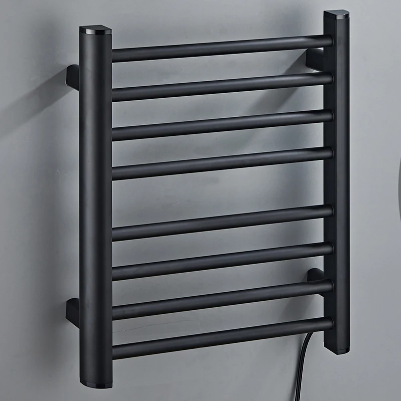 Matte Black Towel Warmer Wall Mount Electric Water Heated Towel Rack With Thermostat Hydronic