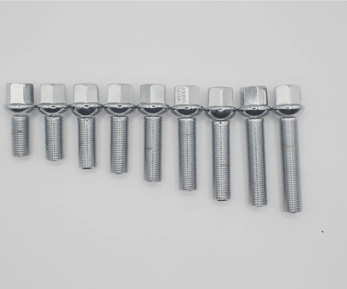 10PCS M14x1.5 Ball Seat R13 Wheel Lug Bolts 28 31 35 40 45 50 55 60 65mm Shank For Benz A B C E S G GLK GLC M ML Stock Wheels