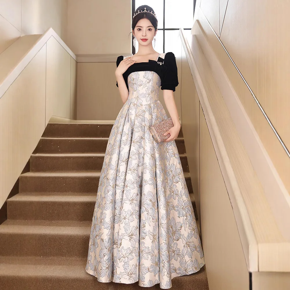

Improved Chinese Style Dresses Women Toast Bride Banquet Gown Print Flower Cheongsam Vestidos Sexy Hollow Mandarin Collar Qipao