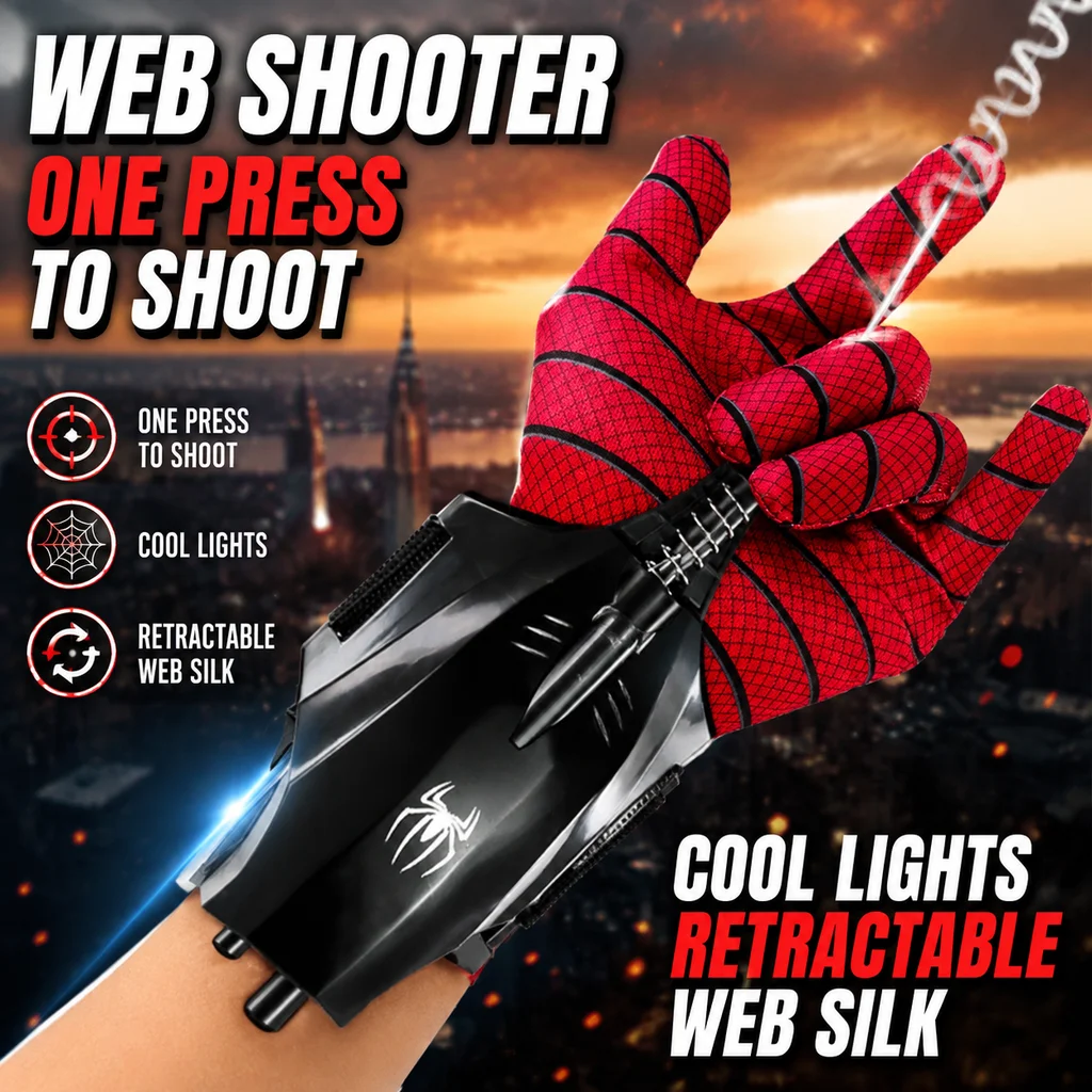 New Spider-Man Spider Silk Electric Launcher Charging Automatic Spinner Black Technology Toys Can Launch Soft Bullets Boys Gifts