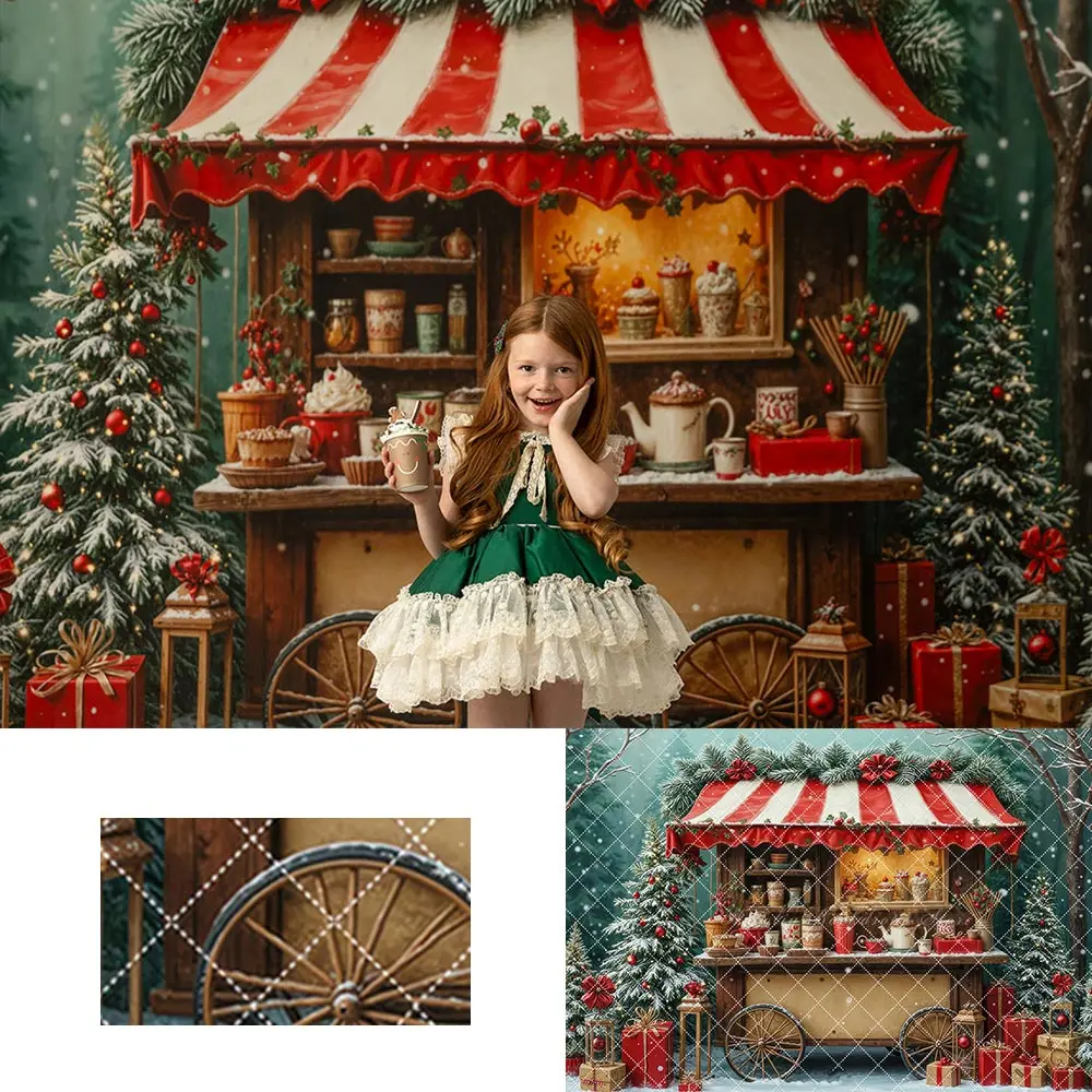 

Christmas Cozy Hot Cocoa Cart Photography Backdrop Kids Baby Cake Smash Photocall Decor Child Adult Birthday Party Backgrounds
