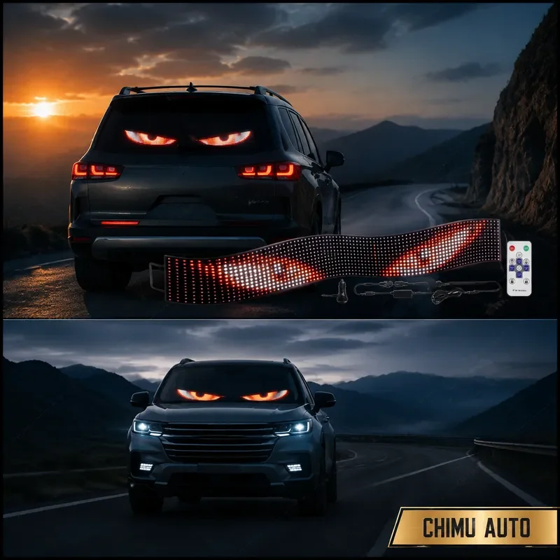 【CHIMU AUTO】 Remote Control Flexible LED Screen Demon Eye Light for Truck Car Interior Ambient Decoration Lamp for Universal