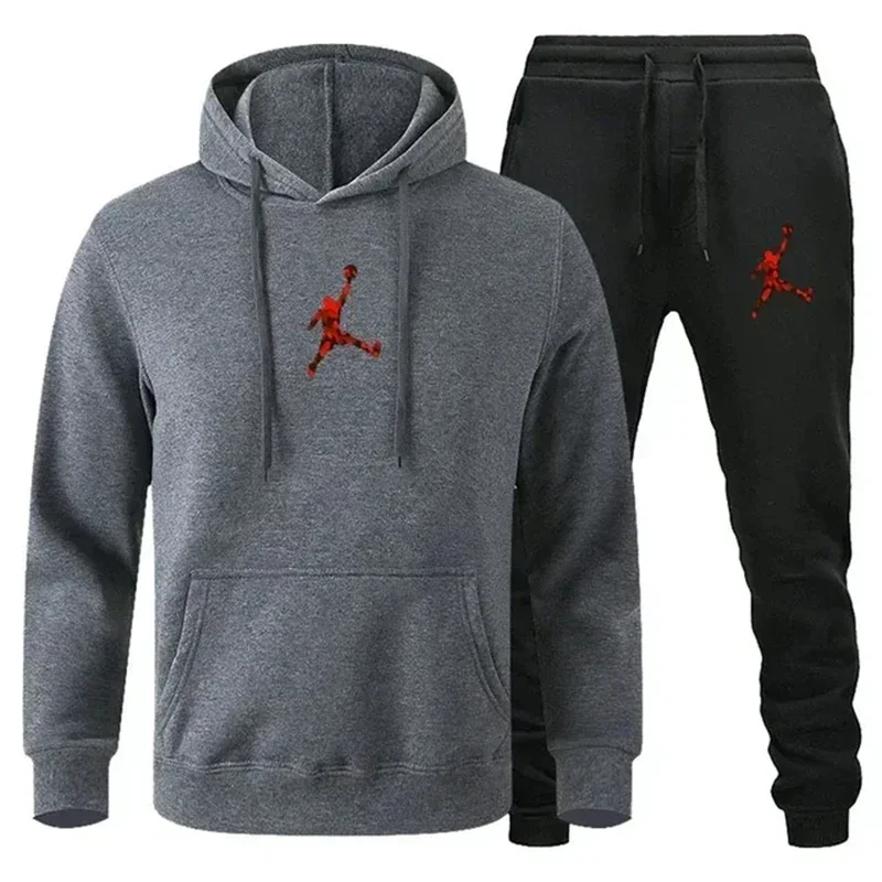 Men Set Fleece Hoodie Pant Thick Warm Tracksuit Sportswear Fashion Brand Backwoods Hooded Track Suits Male Sweatsuit