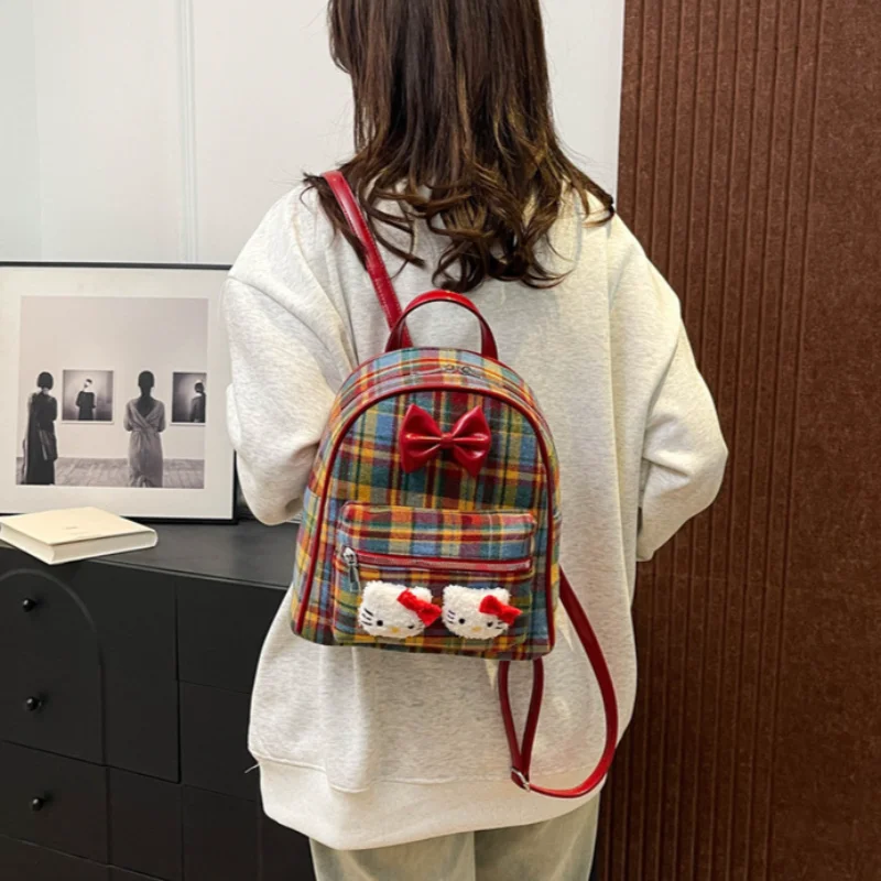 Cute cartoon Hello Kitty doll college style sweet girls backpack Sanrio new fashion versatile trend casual handbag
