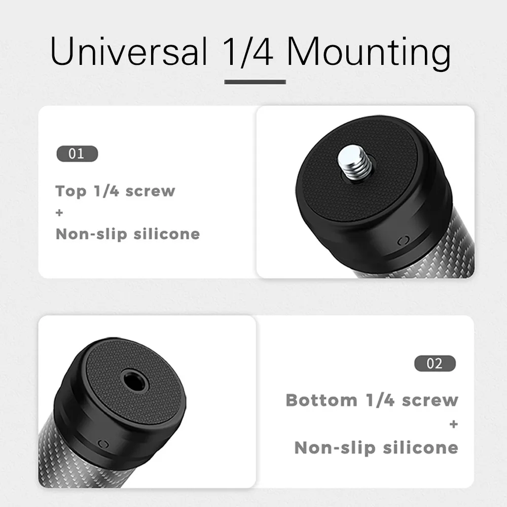 UURIG Universal Cabron Fiber Extension Rod 12/23.6cm with Universal 1/4 Screw for Camera Gimbal Stabilizer Phone Holder