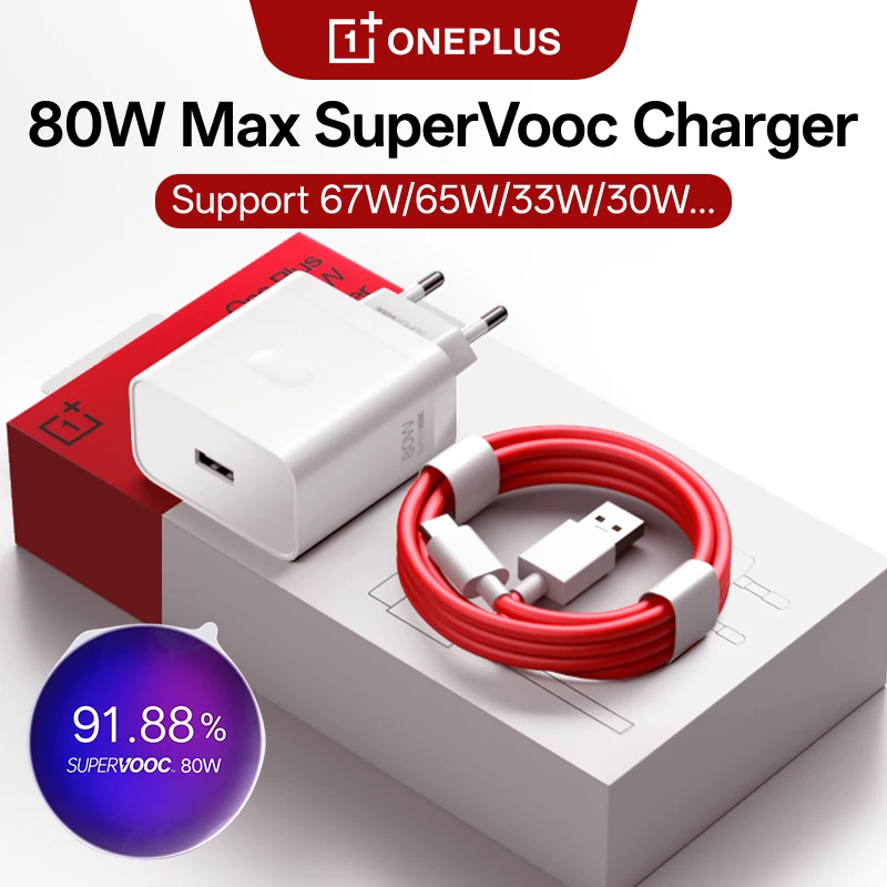 Original OnePlus Supervooc 80W Type A adaptateur secteur chargeur rapide OnePlus 13R 10 Pro 9 8 7 Nord 5 CE5 4 Pad 3 2 câble USB Type C