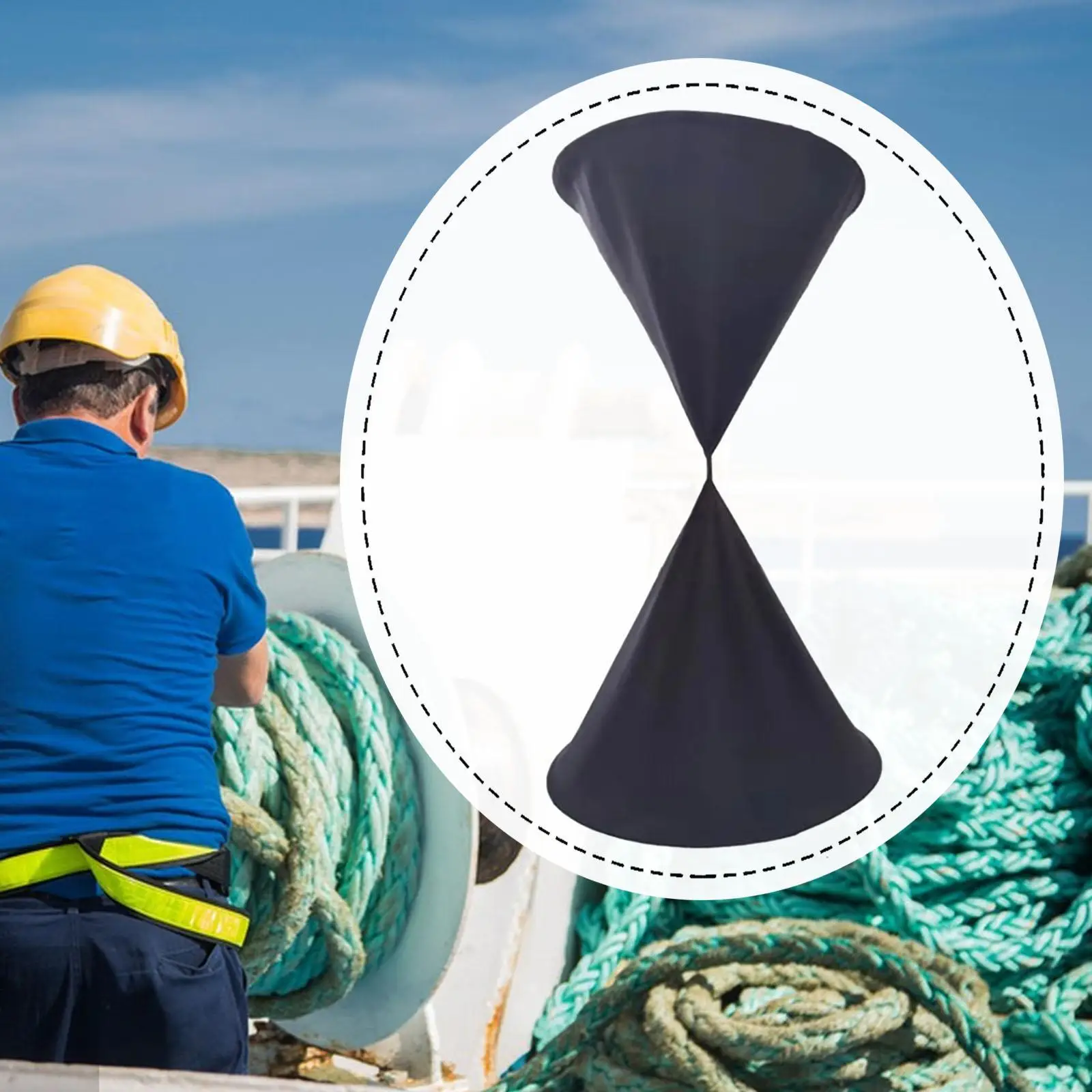 Marine Daylight Signal Large Black Canvas Anchor Indicator Marker for Boat Mooring Maritime Use