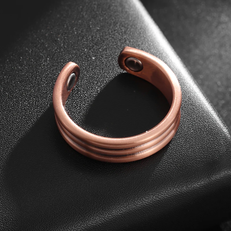 Retro Geometric Twisted Texture Copper Open Magnetic Ring Health Weight Loss Ring Men\\\'s and Women\\\'s Insomnia Treatment Jewelry