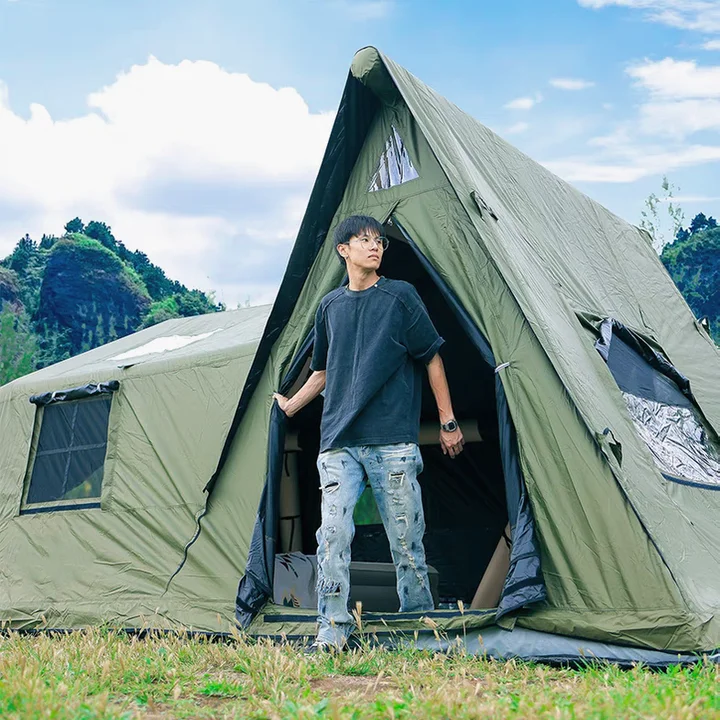 Newest Outdoor Camping Inflatable Air Cabin Tent with Two Rooms Design Church Tent Thickened Wind-Firm Portable Inflatable House