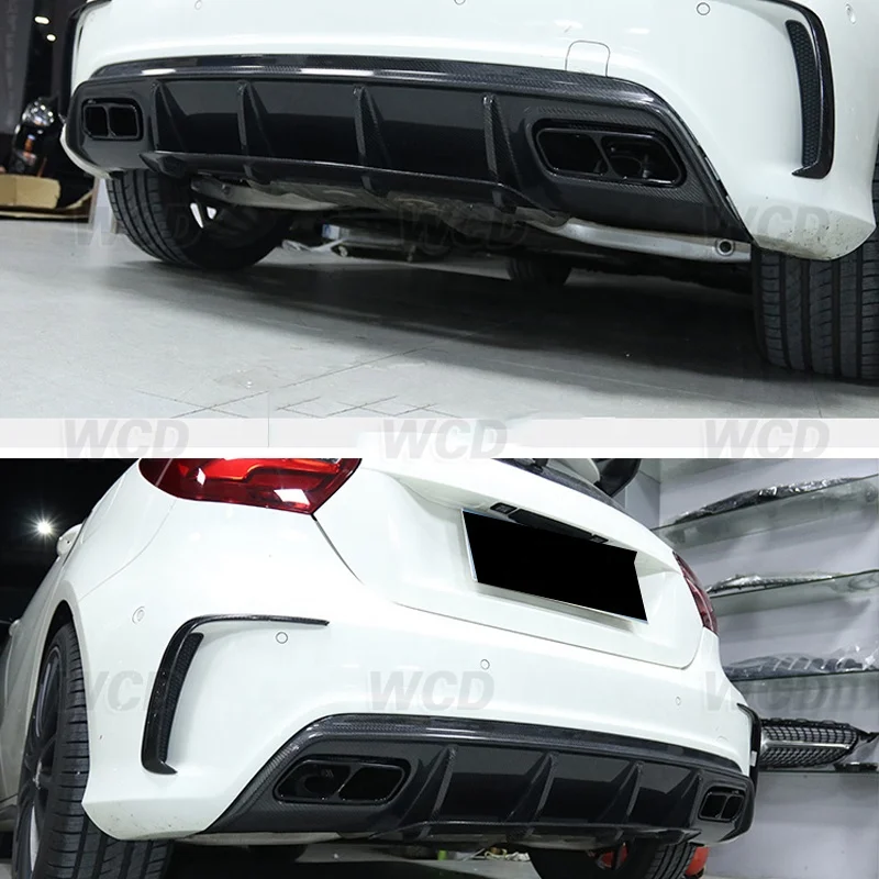 Carbon Fiber Rear Diffuser For Mercedes Benz A Class W176 A250 A260 A45 2016-2019 Rear Bumper Lip Guard