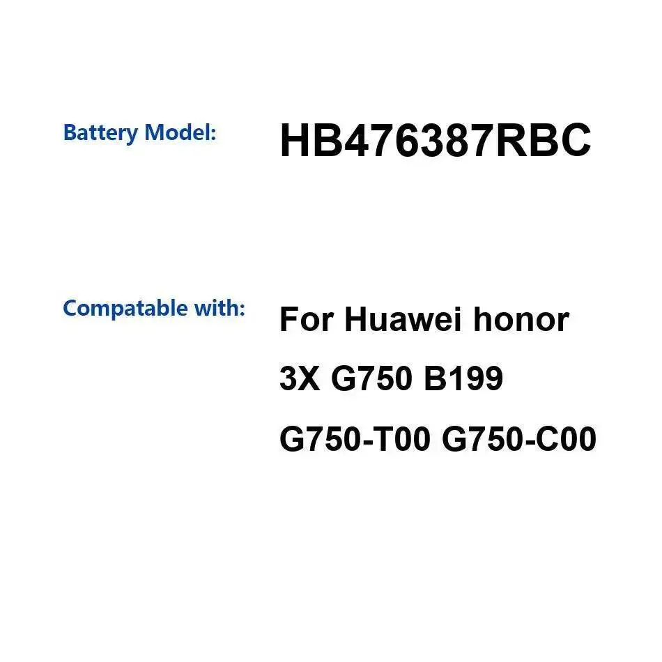 

Аккумулятор мобильного телефона для Huawei Honor 3X G750 B199 G750-T00 G750-C00 HB476387RBC 3000 мАч Замена премиум-класса