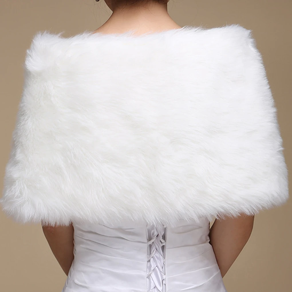 Elegant Women Wedding Jackets White Black Faux Fur Accessory Bridal Shawl Wraps Cape Winter Evening Party Coat Cloak