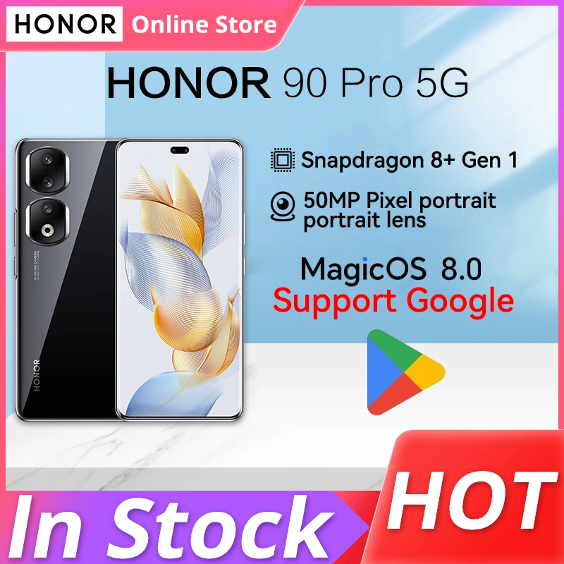 Honor-هاتف محمول 90 Pro أصلي ، شاشة OLED Hz ، كاميرا 200 ميجابكسل 8 + ، Snapdragon 1 ، بطارية 50 وات ، شحن 90 وات ،"