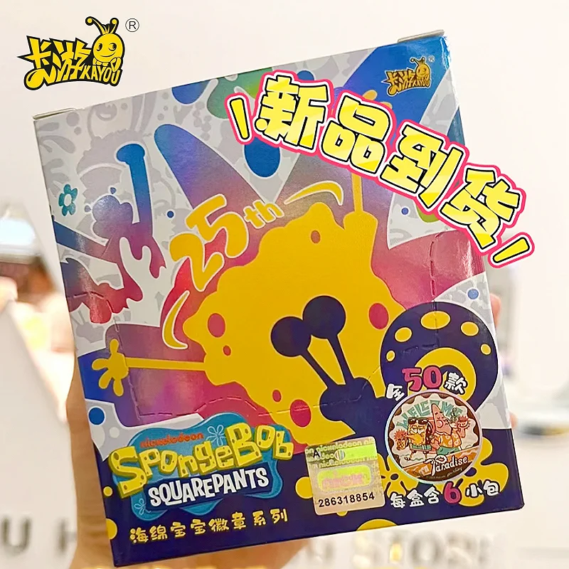 

Genuine KAYOU Spongebob Squarepants 25th Anniversary Tinplate Badge Series Vol.2 6 Styles Collection Card Toys Gifts